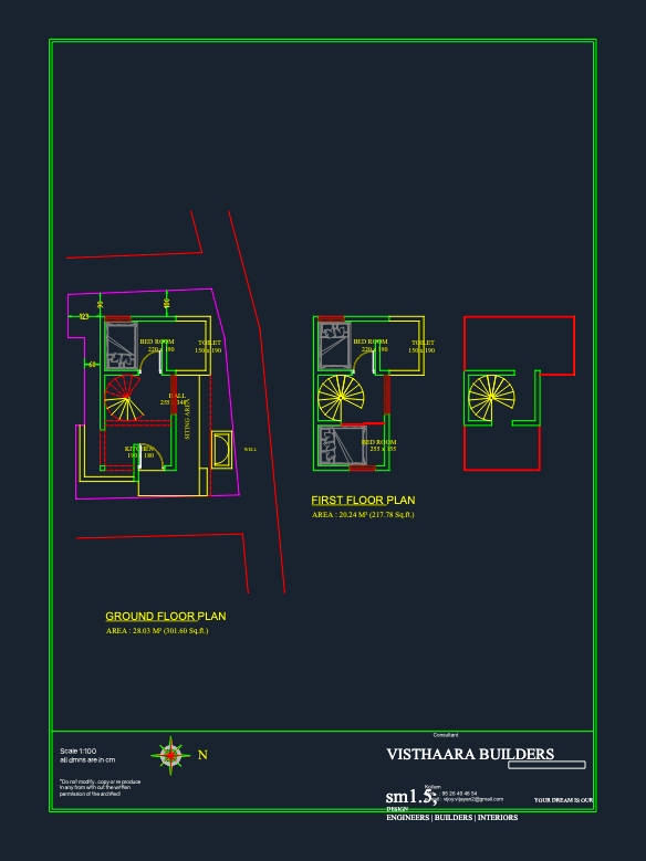 Proposed Two Story Residential Villa Ground and First Floor Plans for Mr Anoop T S