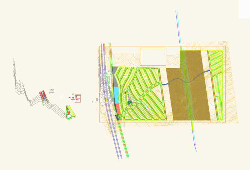 Residential Subdivision Master Plan DWG with Amenity Club House Sections and Gas Pipeline