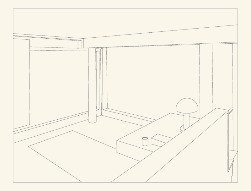 Richard Meier Smith House Interior Perspective CAD Detail