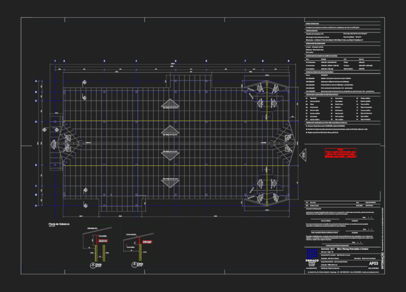 Roof plan and sections for Warung Promoções e Eventos in Brazil