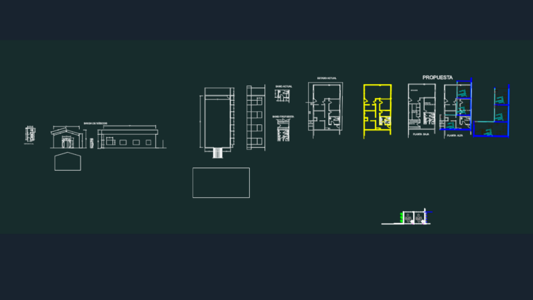 CAD drawings showing architectural floor plans, elevations, and restroom details for a music school renovation.