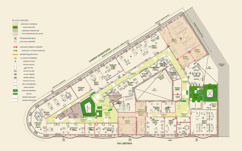 Second Floor Office Evacuation Plan – Via Laietana 16 (Barcelona)
