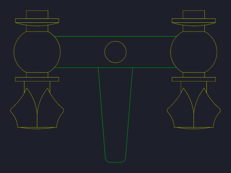 Double Handle Bathroom Sink Mixer Tap Plan View Drawing