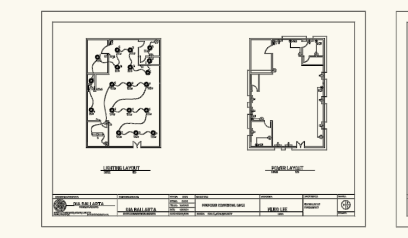 Commercial Bank Electrical Lighting and Power Layout Plans