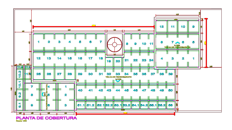 2D CAD roof framing plan for the Verona house project including dimensions and fiber cement tile notes.
