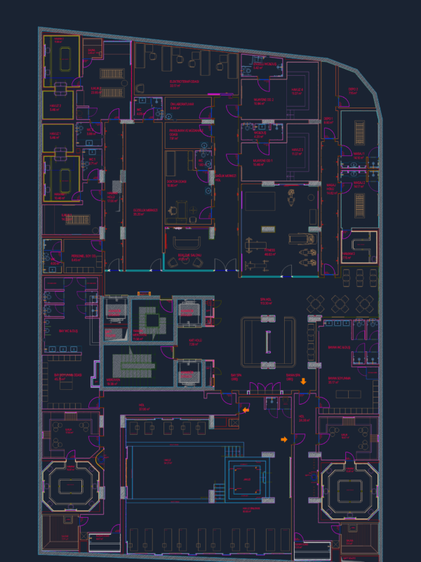 SIA Hotel Basement Spa and Fitness Floor Furniture Plan