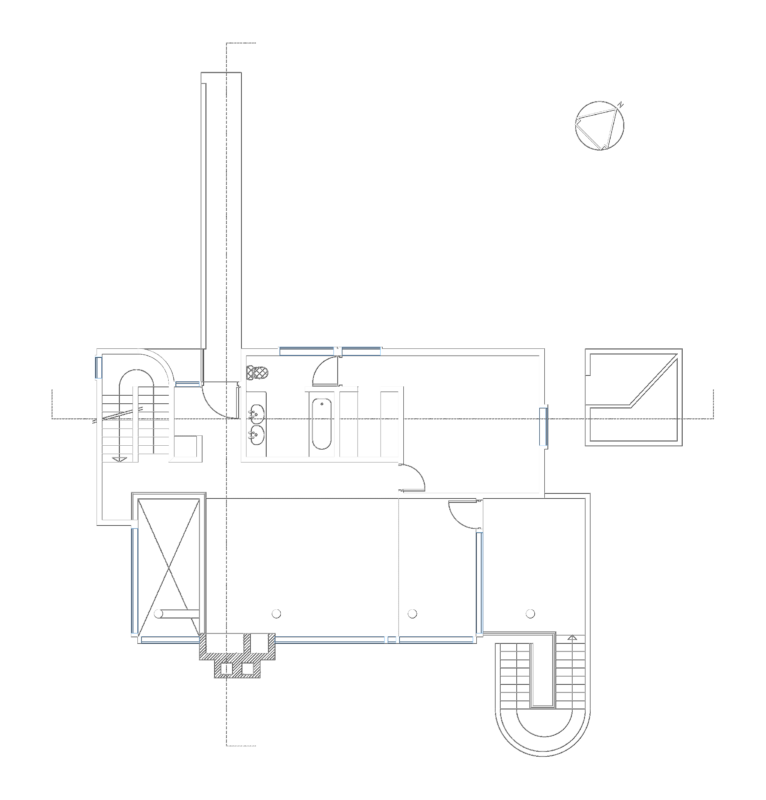 Smith House Middle Level Floor Plan & Bathroom Layout DWG