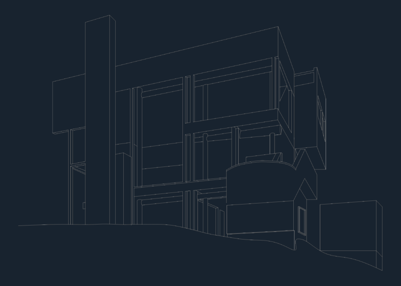 Smith House Richard Meier Exterior Perspective DWG