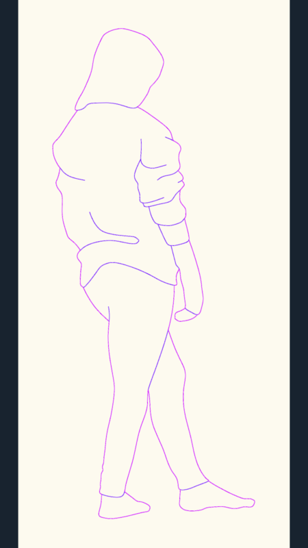 Standing Woman Silhouette Back View DWG Block
