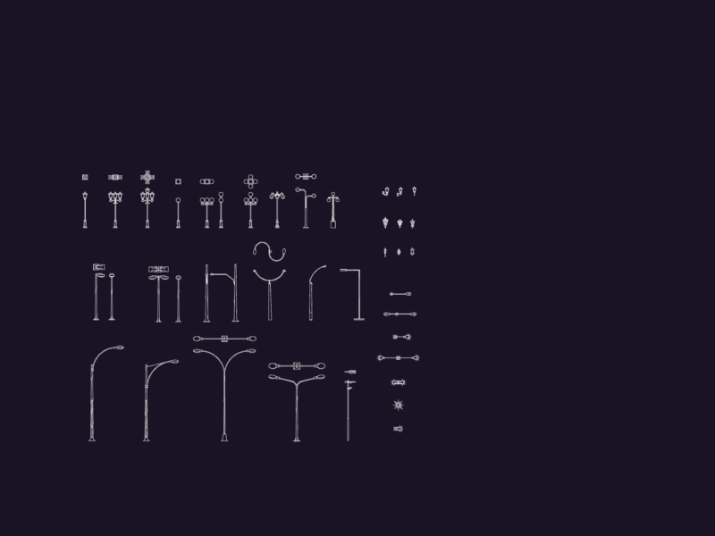 Streetlight and outdoor lighting blocks for urban design plans