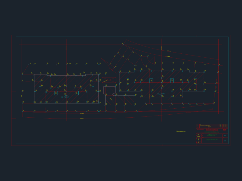 Structural Column Layout and Load Plan for Two Building Blocks