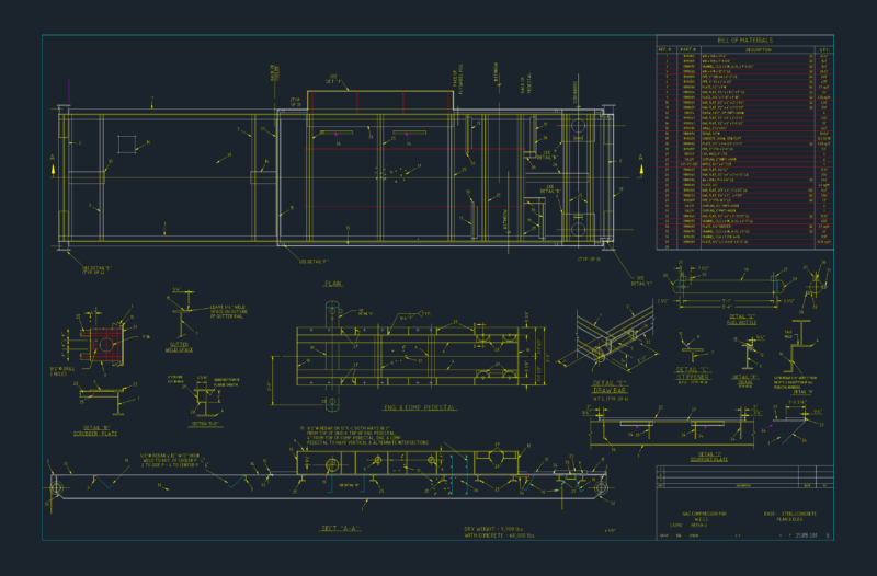 Structural Details for FE550-2 Gas Compressor Steel Concrete Base