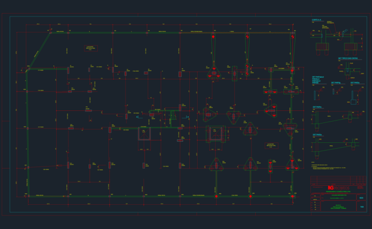 Technical drawing of a building sub-basement foundation layout including column grids, pile locations, and tie beams.
