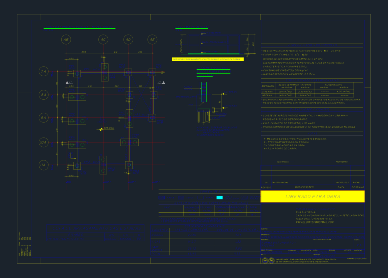 CAD structural drawing showing a swimming pool foundation plan, pile details, height schemes, and technical specification tab