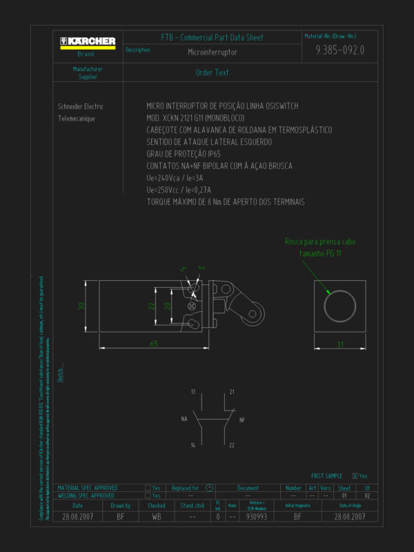 Telemecanique XCKN 2121 G11 Switch