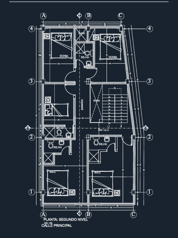 Two-Level Multi-Family Residential Architectural Floor Plans