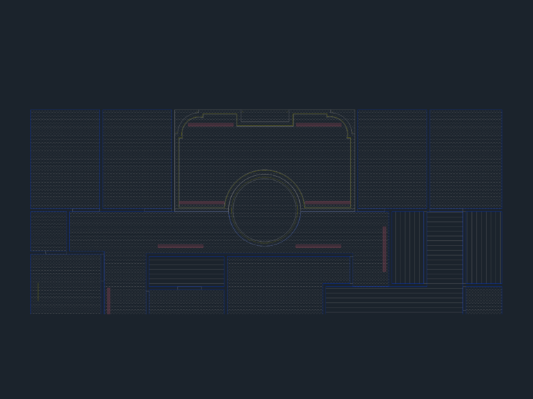CAD floor and ceiling plan for a spa and lounge interior featuring room layouts and material finishes.