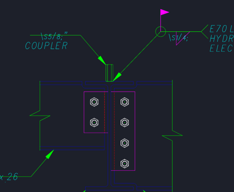 US standard steel beam to drop beam connection detail DWG