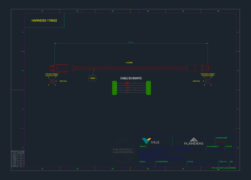 Vale Flanders Harness 178552 5-Pin M12 A-Coded Cable Schematic