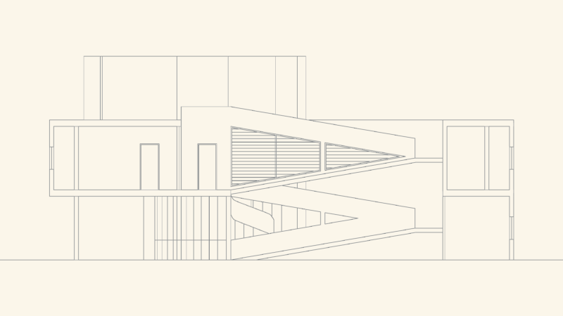 Villa Savoye Section Drawing Le Corbusier Architecture Block