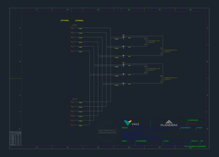 Electrical wiring diagram for Flanders PZ35 drill mode light enclosures showing terminal blocks and signal light circuits.