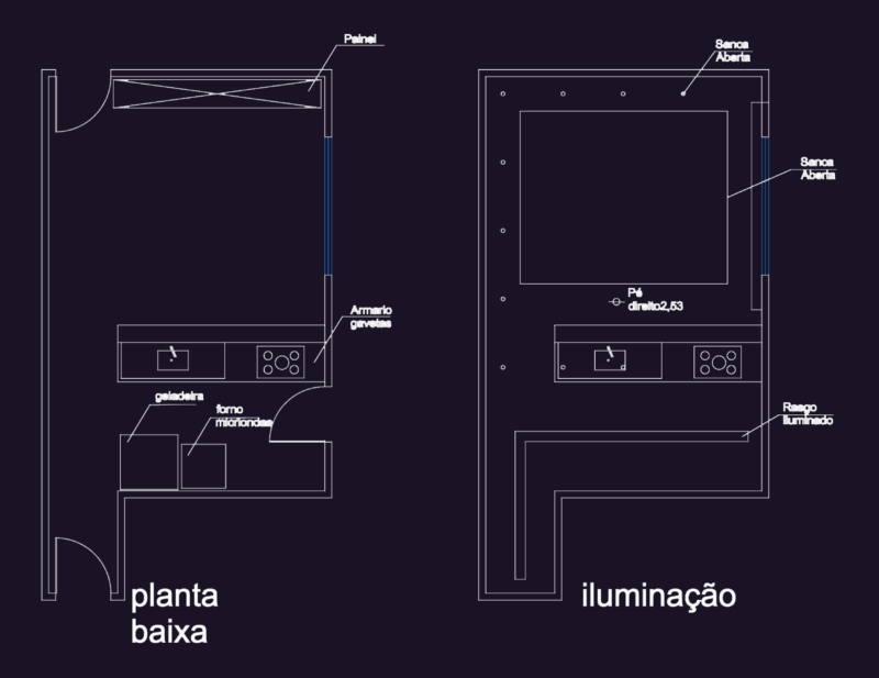 Small Kitchen Floor Plan & Lighting Layout