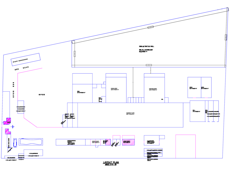 Industrial site plan for Hero Motors showing factory plant, showroom, and power house layouts.