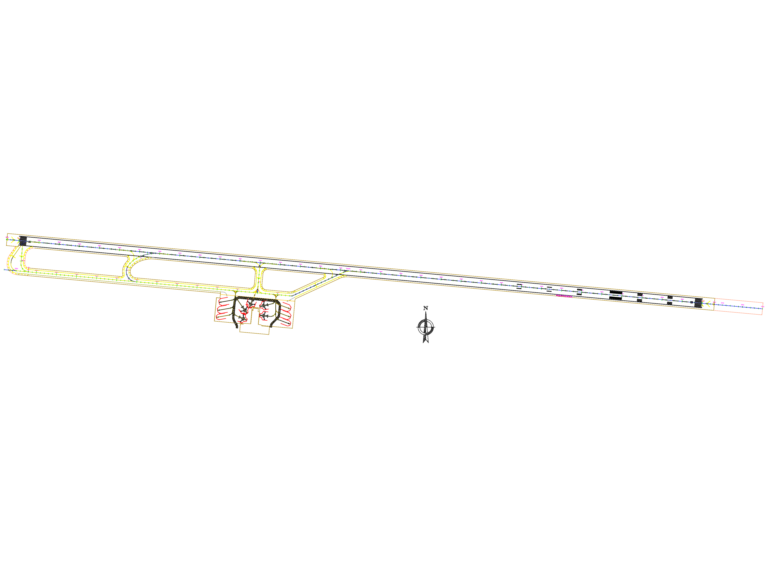 Layout of airport runway markings, taxiway signaling, and aircraft parking stands for Cusco Airport.