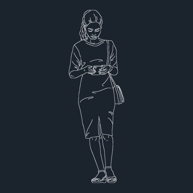 Woman walking with phone