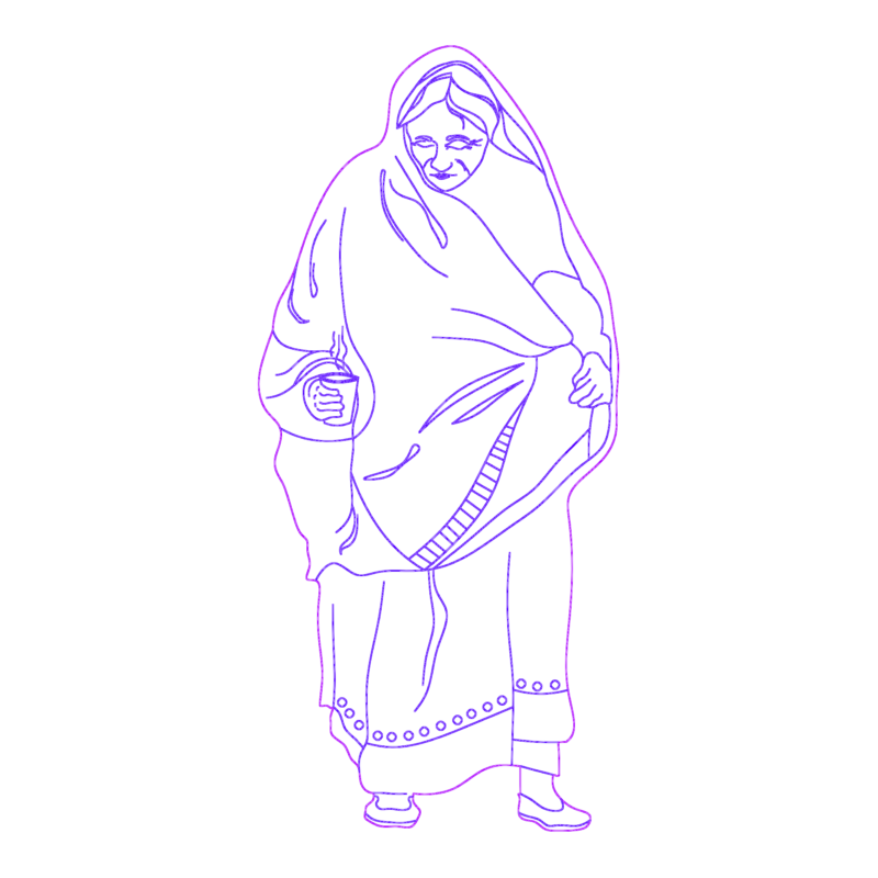 Old woman with blanket CAD block elevation view