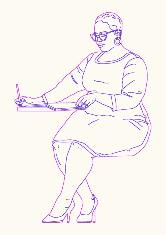 Person sitting working block