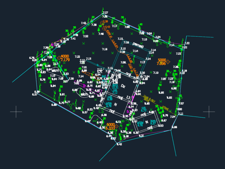 1:500 topographic plan showing property boundaries, elevations, and utility line connections in Gauja, Latvia.