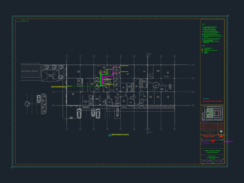 Hospital ancillary building ground floor LPG gas piping layout