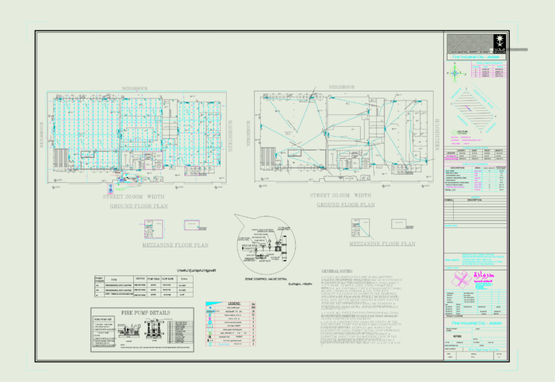 500 GPM fire pump set and factory ventilation drawings