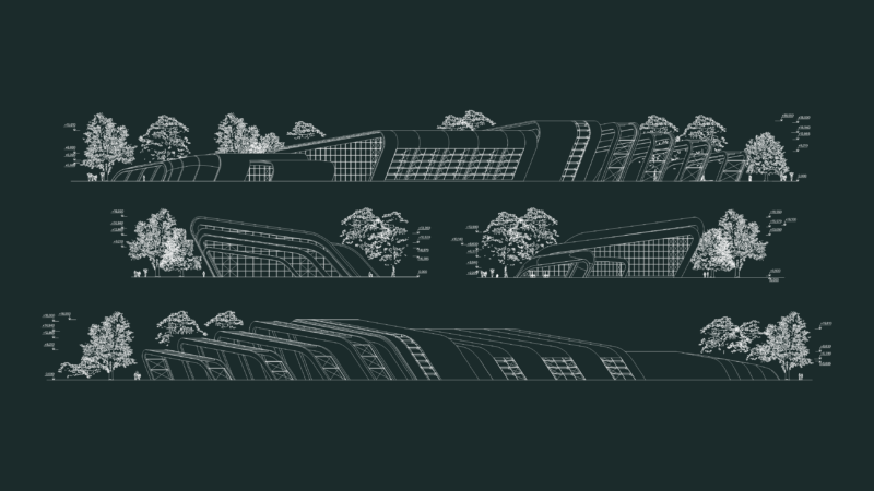 Architectural Facades for a Modern Swimming Pool Complex