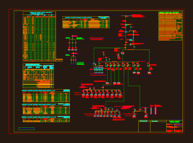 Electrical unifilar diagram showing 500kVA transformer and distribution schedules.