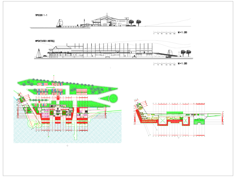 1:250 Boat Club Layout Plan and Elevation Detail