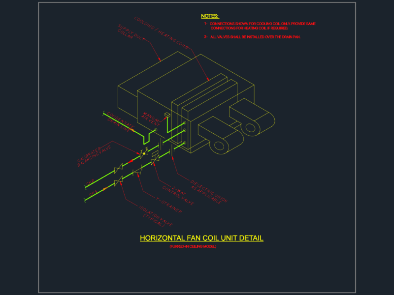 Horizontal fan coil unit detail