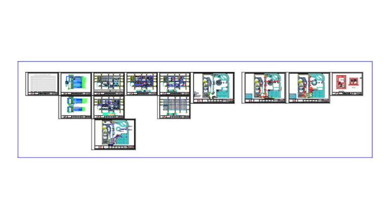 Electrical lighting and power layout for a cafe building showing wiring and fixtures.