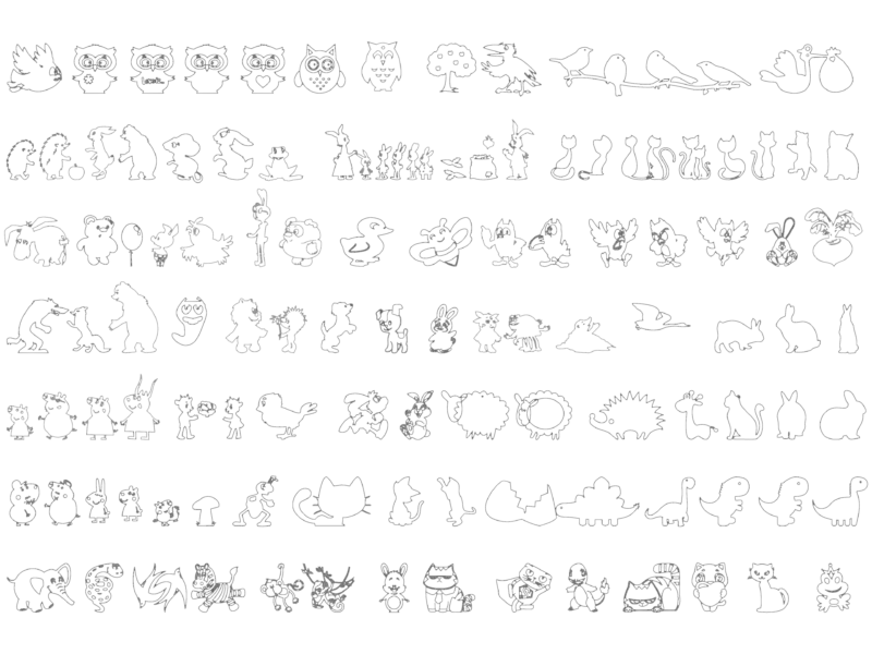 Set of Cartoon Animals DWG Blocks