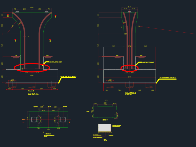 Bridge pier section details dwg
