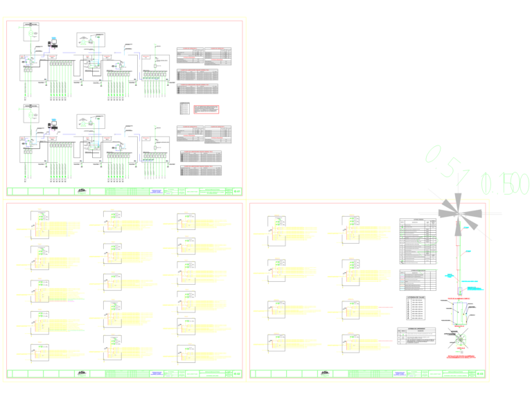 CAD drawing showing electrical single-line diagrams, luminaire legends, and conduit symbol tables.