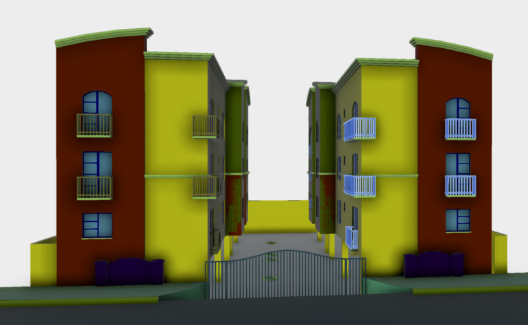 3D CAD wireframe plan view showing the layout of a single-family residential home.
