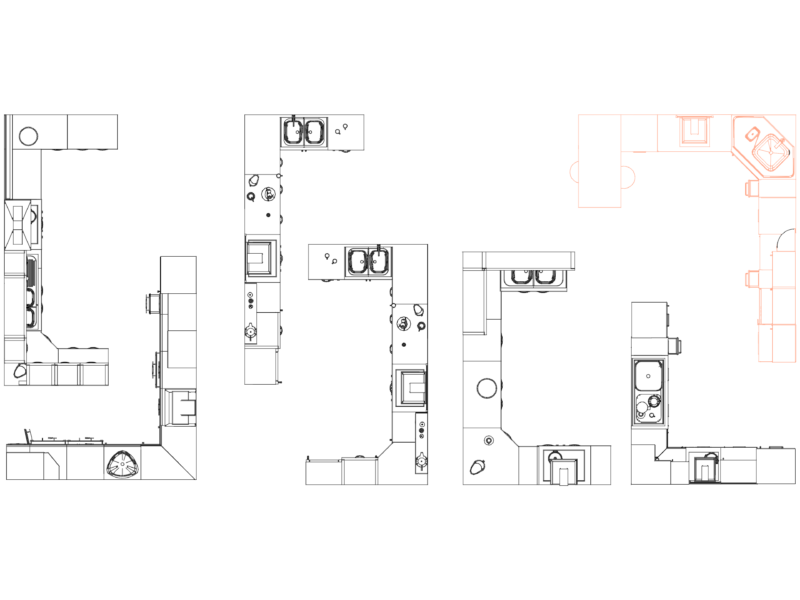 600mm Standard Modular Kitchen Cabinetry Plans