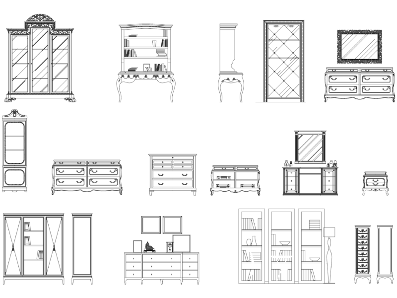 BOOKCASES AND DRESSERS DWG