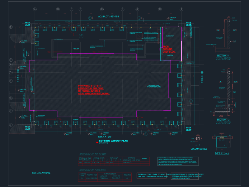 BOUNDARY WALL LAYOUT & STRUCTURAL DETAILS