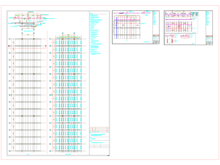 Structural drawing of bridge roof showing beam layout, cross sections, and RC slab reinforcement details.