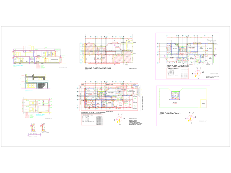 BUNGALOW FRAMING AND LAYOUT PLANS