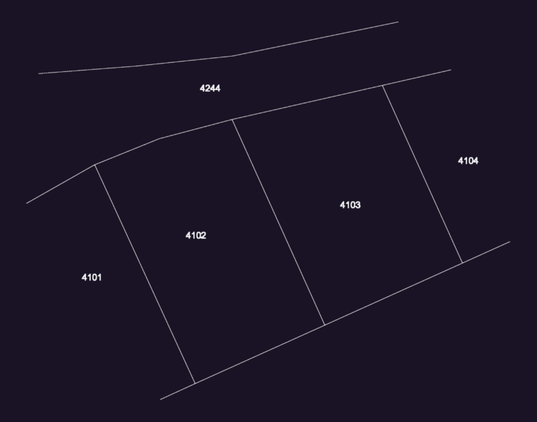 CAD drawing showing a simple lot subdivision layout with parcels numbered 4101 through 4104 and 4244.