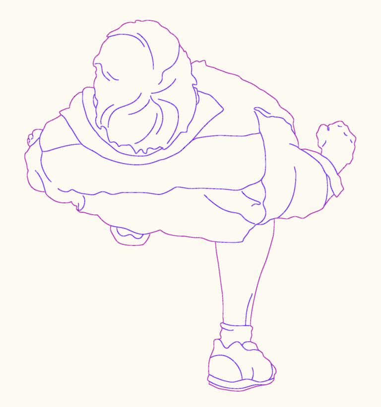Top view 2D CAD outline of a man walking.
